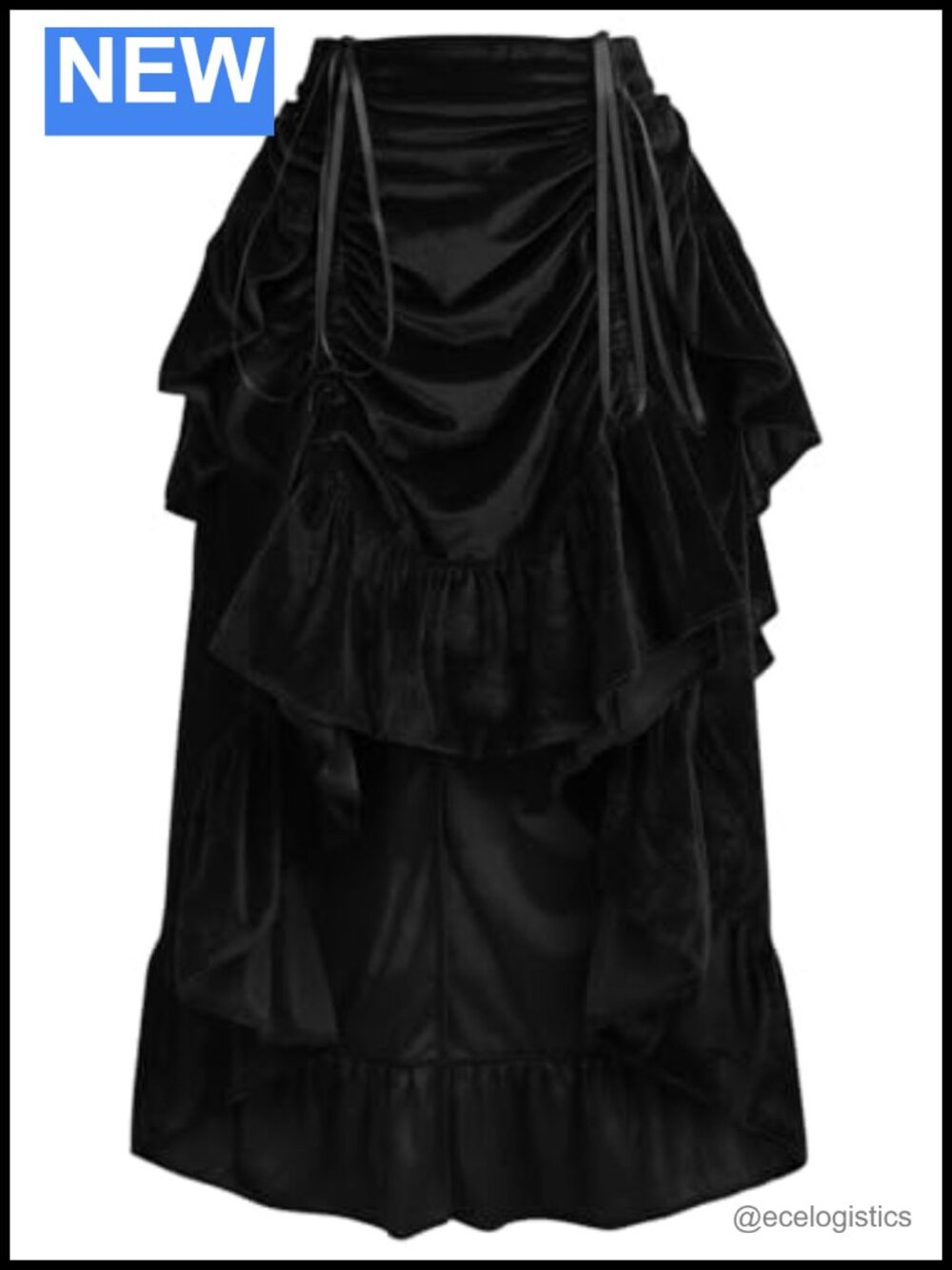Velvet Adjustable High Low Bustle Skirt Elastic Back Dance Costume